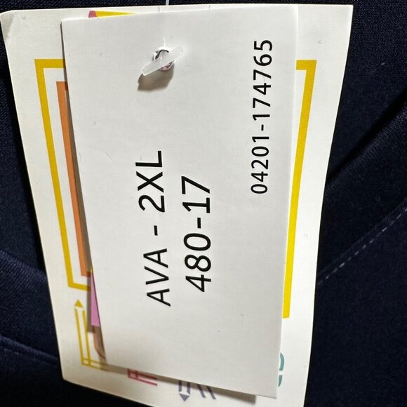 Lularoe AVA Women’s‎ Size 2XL Navy Blue V-neck Mutton Long Sleeve Dress ~ NWT - Picture 9 of 10